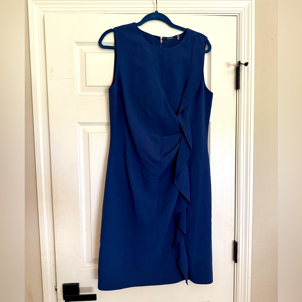👉🏼Like New👈🏼  Elie Tahari Royal Navy Ruched Dress Size: 12 Orig. $398